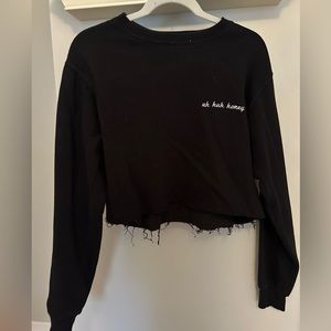 Brandy Melville Black Cropped Sweatshirt